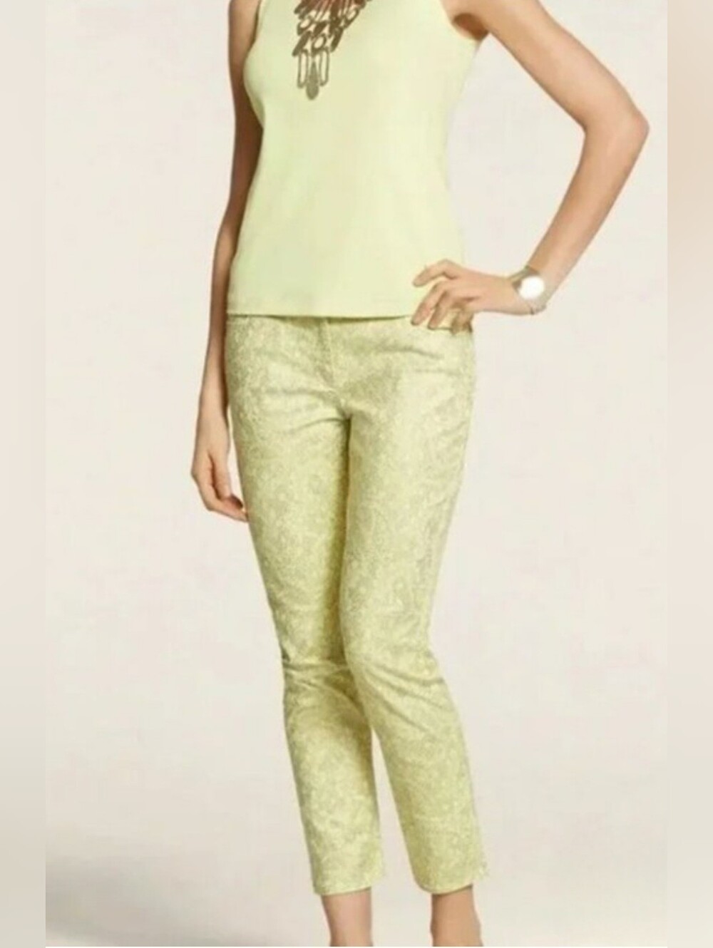 Chico's So Slimming Shimmer Foil Lace Ankle Pants Size 0.5 (US Small / 6)
